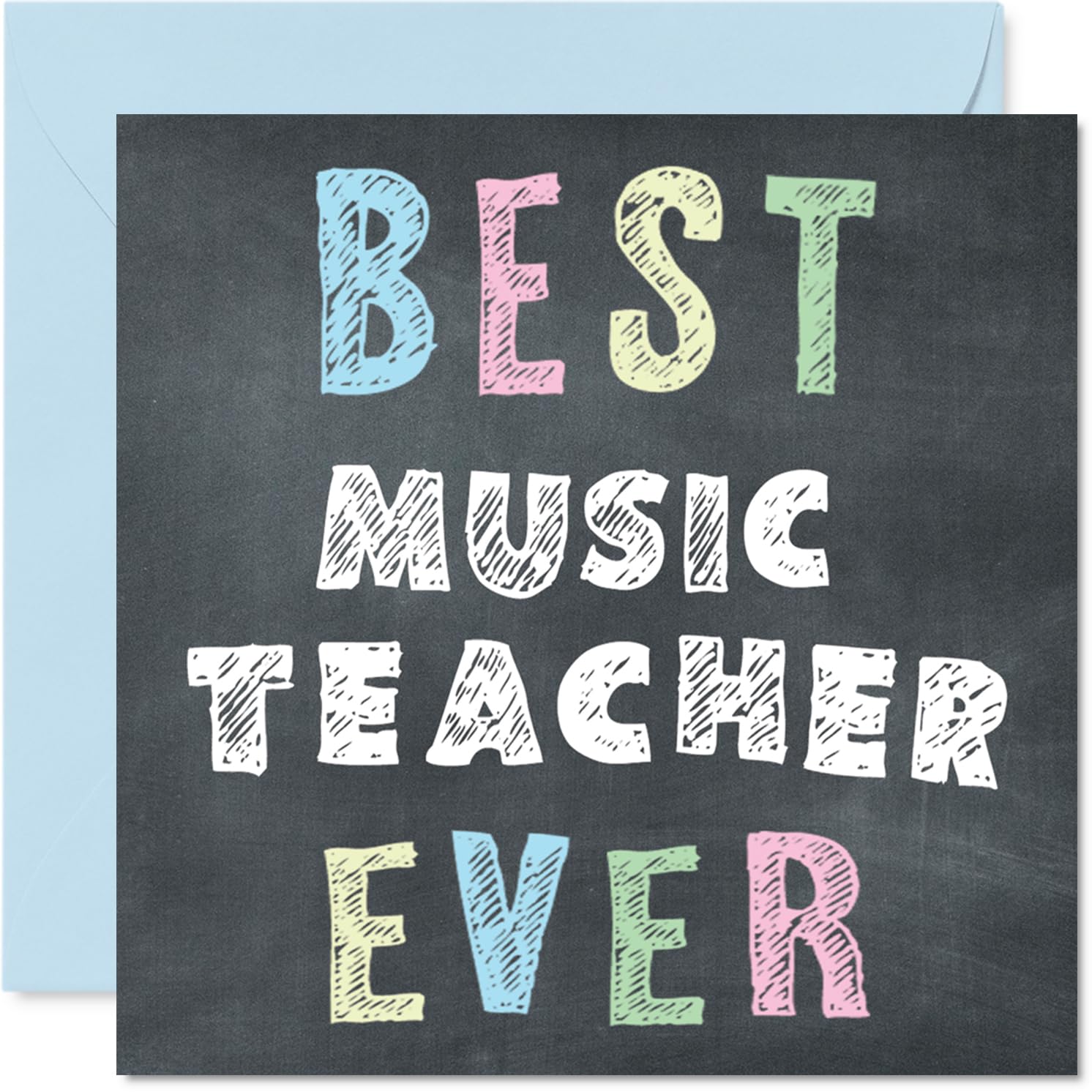 Music Teacher Appreciation Card - Best Music Teacher Ever - Thank You Card from Student Pupil, 145mm x 145mm Thankful Cards