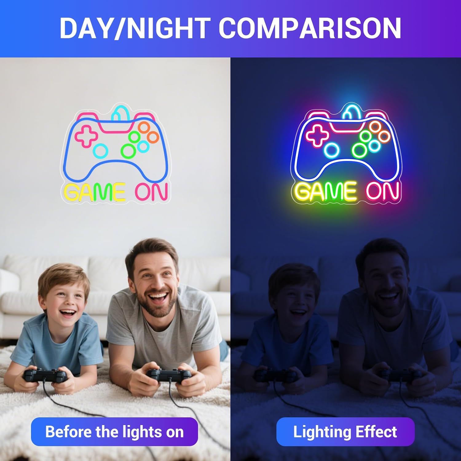 Neon Sign for Game Room Decor, Game On Neon LED Sign for Gamer Wall Decor, Gaming Neon Light Sign for Teen Bedroom Decor, Gamer Gifts for Boys, Teen, Men, Kids (GAME ON-01) - Image 6