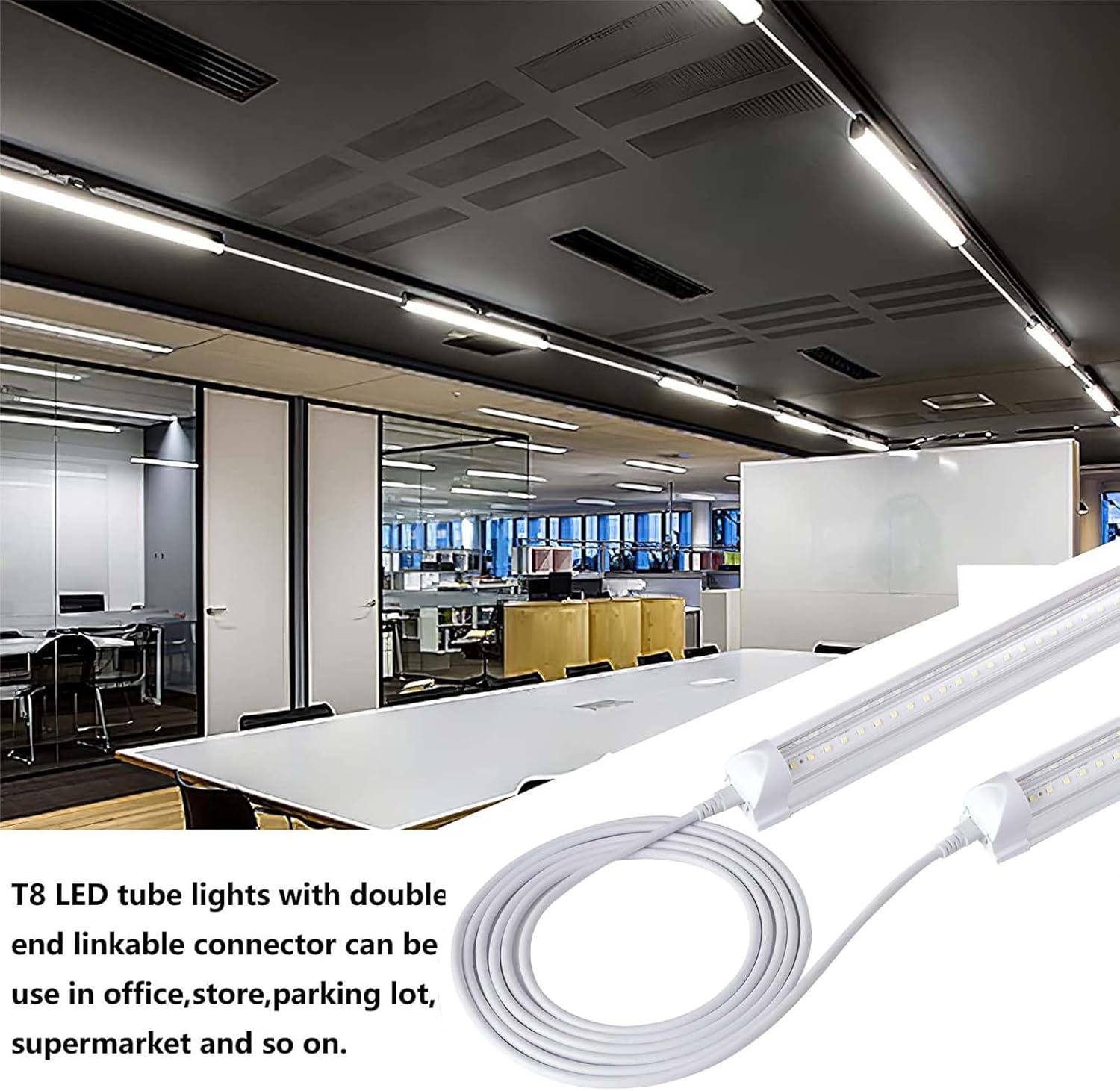 T5 T8 Extension Cords,10ft Lamp Connecting Wires,3-Prong Power Cables,Female to Female End Connectors for LED Tube,Under Cabinet,Shop Lights,Pack of 10