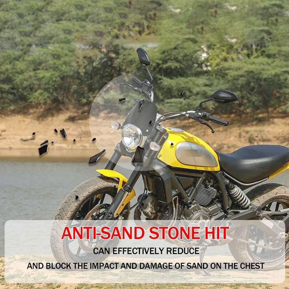 Moto Carénage Avant de Pare-Brise à Double Bulle pour D-ucati Scrambler 400 800 803 Street Classic Icon Mach Sixty2 Full Throttle Desert Sled 2015-2020 2016 17 18 19 (Argent)
