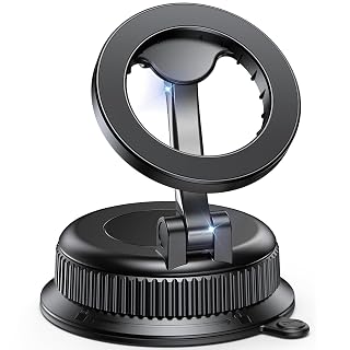 Magnetic Car Phone Mount for MagSafe, Strong Suction Cup Phone Holder for Car Dashboard & Windshield, 360° Rotatable & Foldable, Adjustable Cell Phone Holder for Car, Fits iPhone 12–17 Series - Amazon product rated Grade A