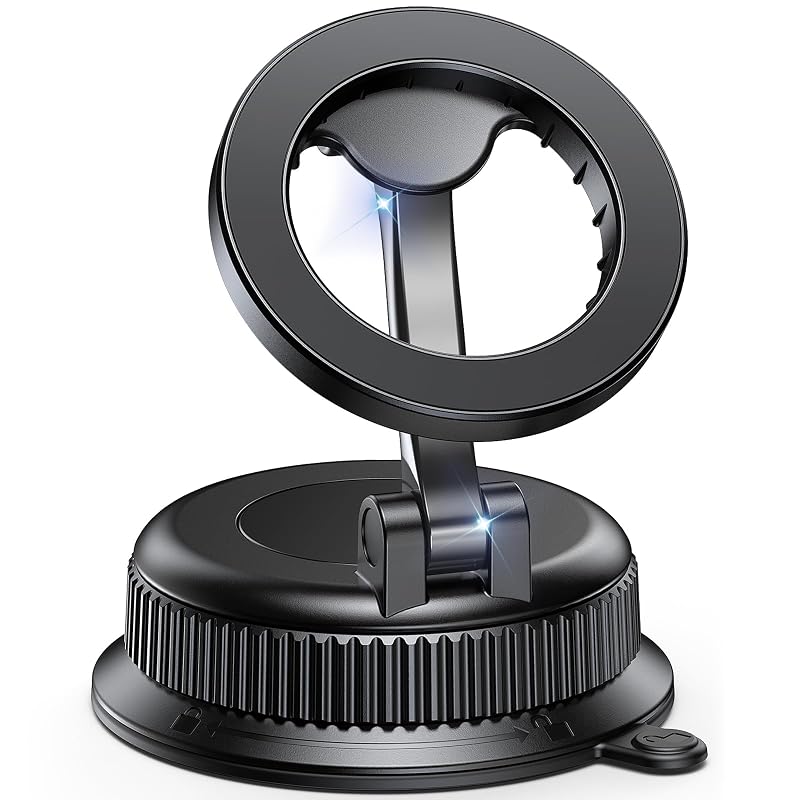 Suporte magnético veicular para celular BOSILLEY M07 com sucção Nano Gel, MagSafe, dobrável e giratório 360° preto