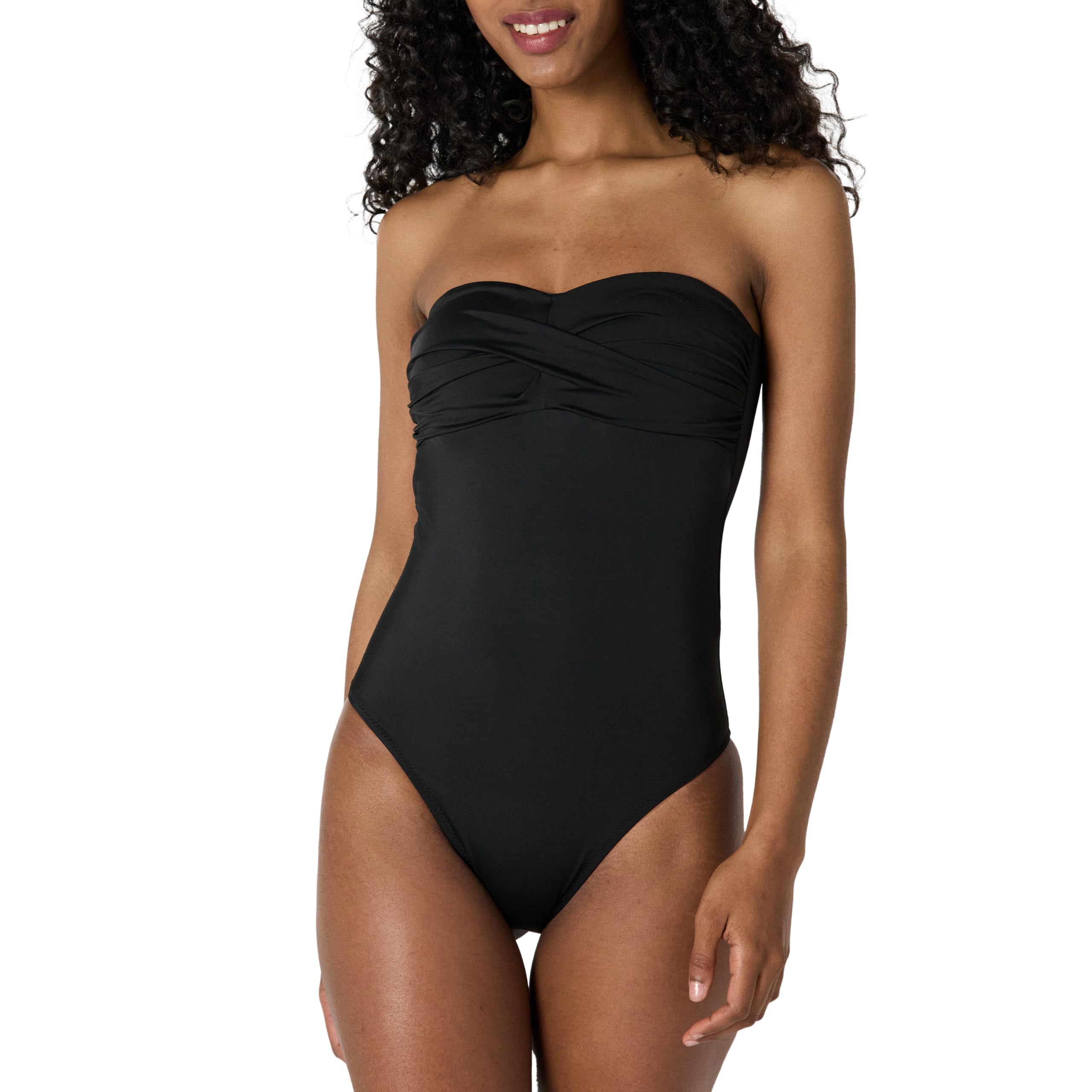Amazon Essentials Women's Bandeau One-Piece Swimsuit, Washed Black, XX-Large