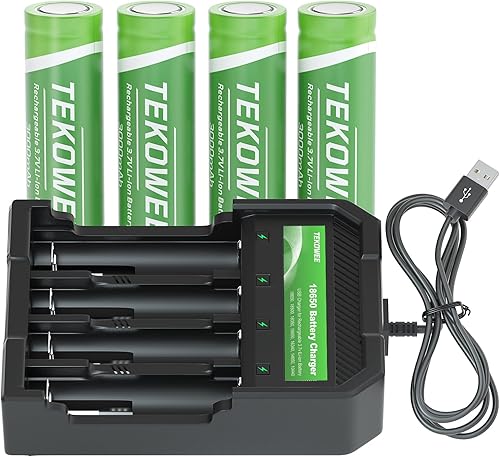 4 unidades 18650 de batería recargable 18650 con parte superior plana 18650, cargador inteligente universal para baterías de iones de litio de 3.7 V