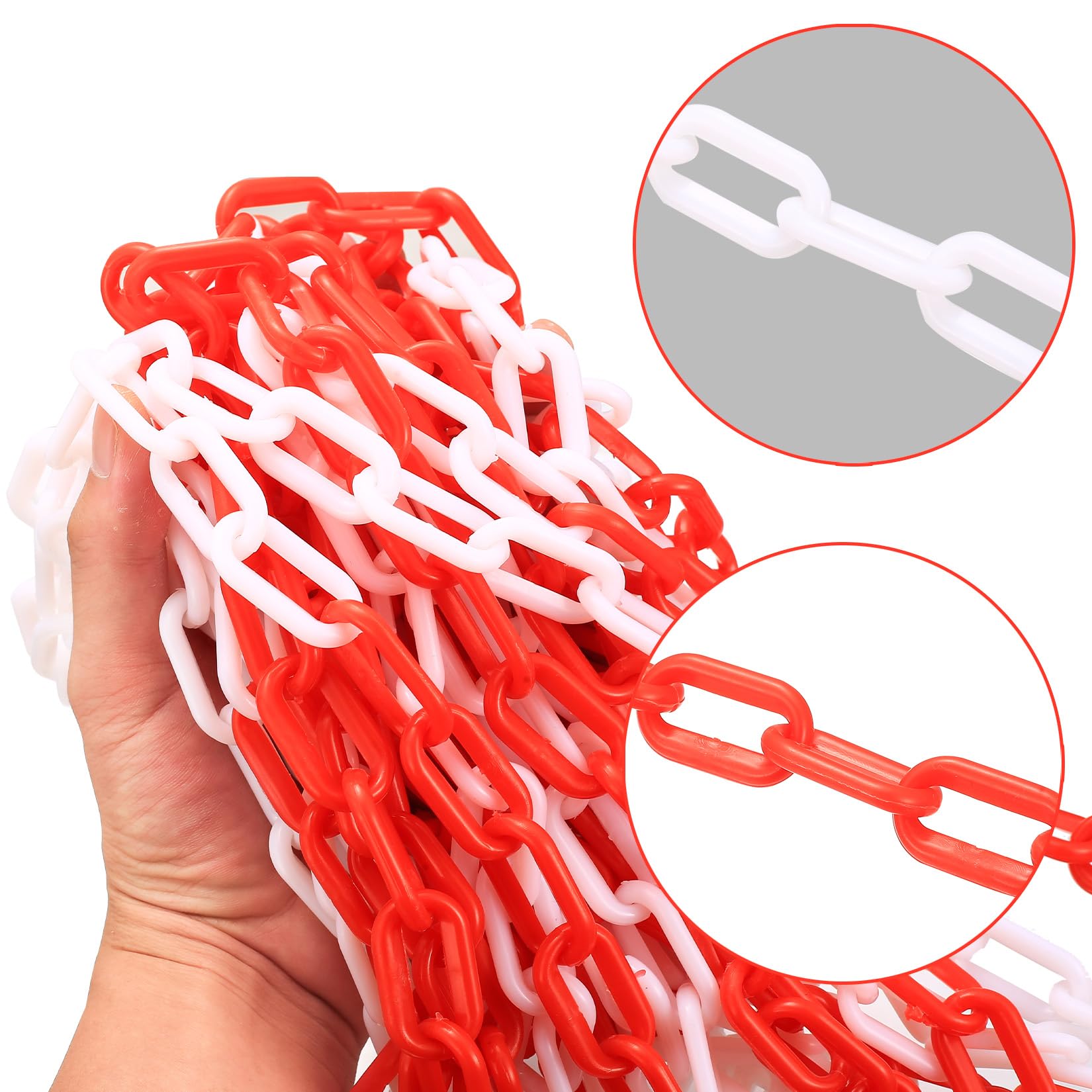 Cadenas de Plástico Rojo y Blanco 11 m x 6 mm para Barrera de Estacionamiento