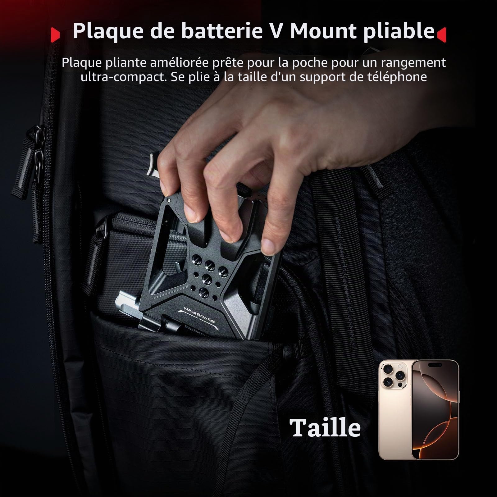 SMALLRIG V Mount Pro Kit de Plaque de Batterie Pliable, avec Plaque QR pour Arca, Support de Protection d'Ecran LCD et Clips de Câble, Support Vidéo Compact Tout-en-Un pour V Mount Batterie - 5315