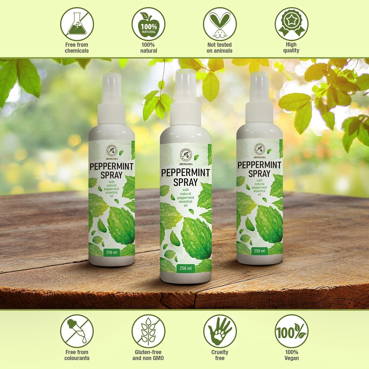 Aromatherapy Spray with Peppermint Essential Oil 8.5 Fl Oz (250ml) - Peppermint Aromatic Spray - Room Mist - Air Freshener - Pillow & Linen Spray - Wardrobe Freshener - Room Spray - Air Aromatization