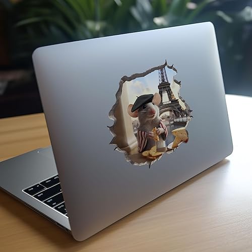 Miniatura 9 de Calcomanía de pared 3D con agujero de ratón de la torre Eiffel francesa