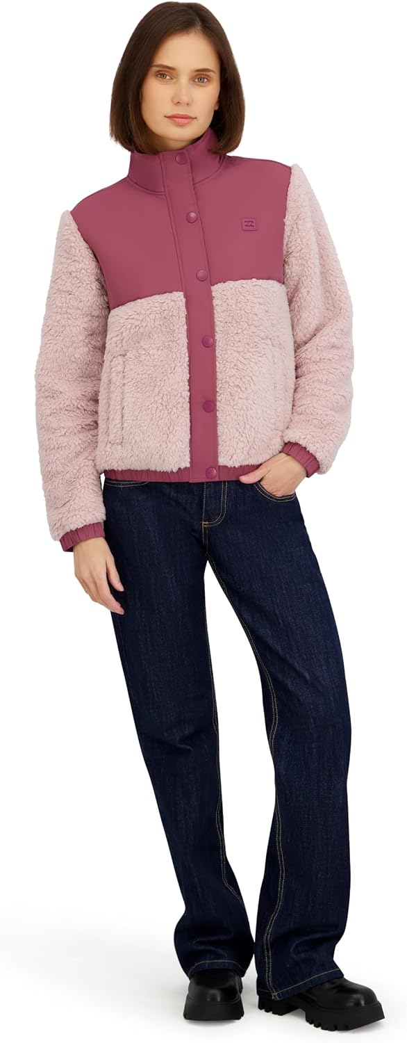 Billabong Women's Full Zip Sherpa Mixed Nylon Jacket image 4