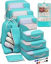 ALL INCLUDED 10 Set Durable Packing Cubes for Suitcases,OlarHike Essentials for Travel, UPGRADED Anti-Tear Stitching, NEW Improved Luggage Packing Organizers for Travel Accessories (Turquoise)