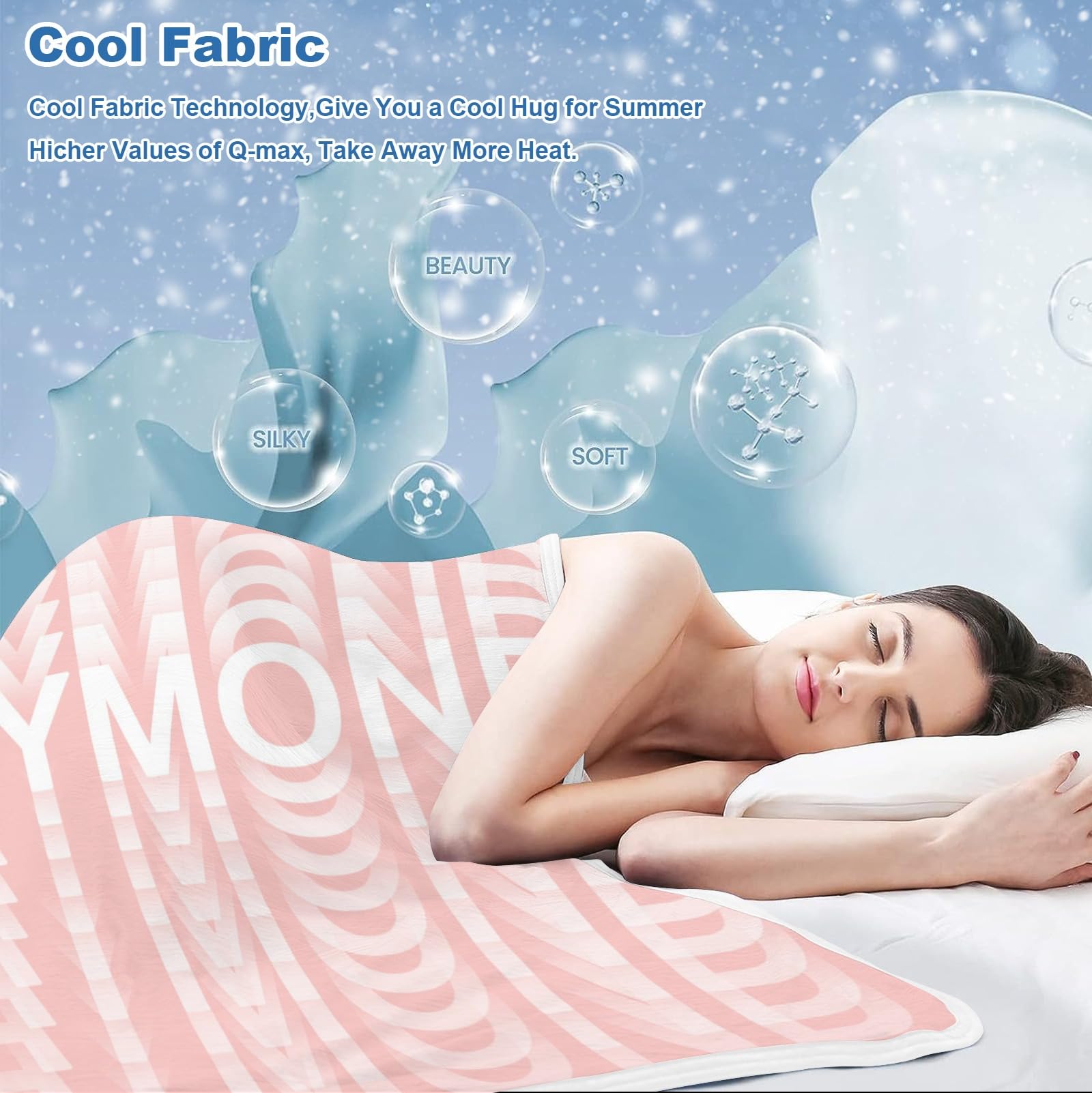 GoTussWO Custom Personalized Name Text Pink Weighted Blanket Cooling Laye, Keep Cooling All Night,30x40Inch