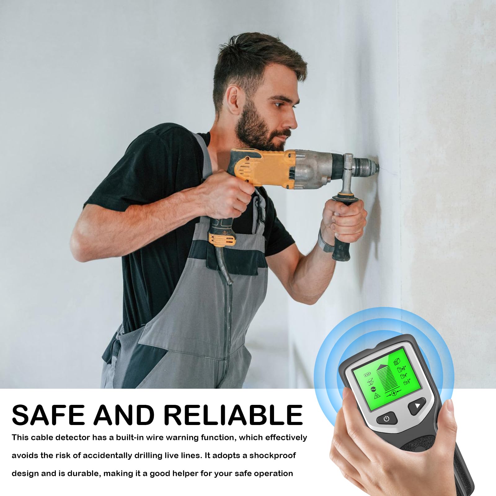 Detector de Cables: 5 en 1 Buscador de Pernos, Detector de Montantes Multifuncional, Escáner de Pared para Detectar Madera, Metal, Cables en la Pared, Detector de Metales Ferrosos