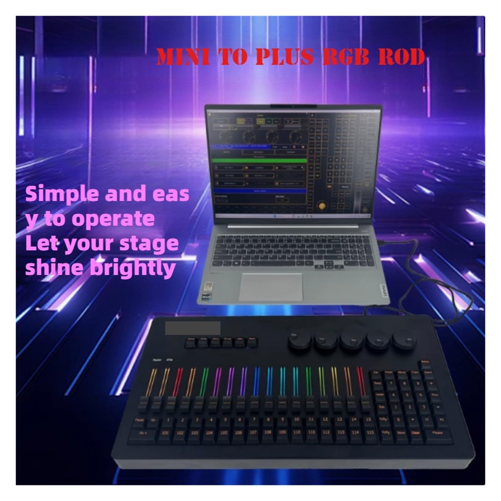 Controller DMX, Illuminazione da palco Ma2 Mini RGB Command Wing facile usare for console DJ, macchina for discoteca, studio, feste per spettacoli di luci(1x DMX 5pin)