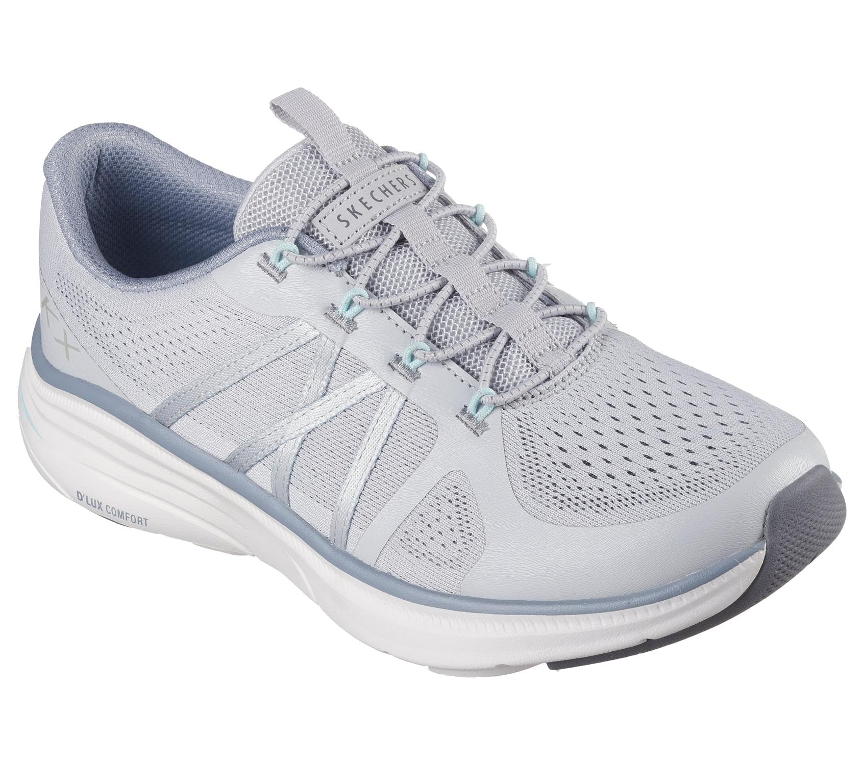 Skechers Women's D'Lux Comfort 2.0 Victory Slip-On Sneakers, Gray Mesh/Mint Trim, 6 UK