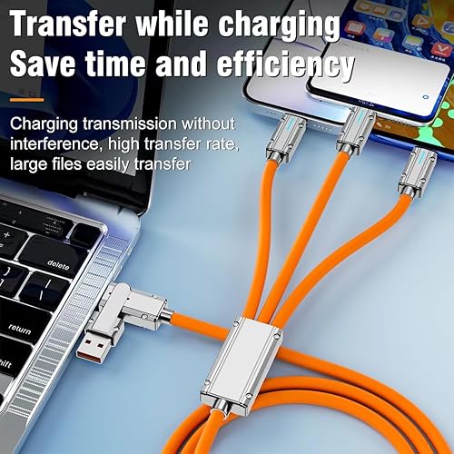 Miniatura 4 de SWLIFL Cable de carga USB AC 5 en 1 de 60 W, 4 pies, cubierta de silicona, cables de carga tipo C a C, cables de carga para múltiples dispositivos,