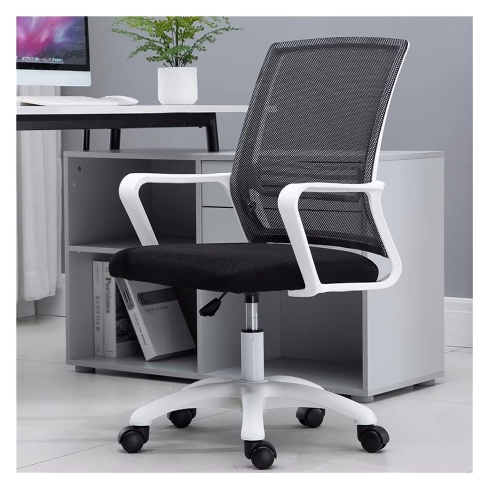 NZPOST Chair Office Chair Ergonomic Desk Chair Height Adjustable Rolling Swivel Task Chair with Armrests and Lumbar Support,Breathable Mesh Design High Back Computer Chair (Nero)