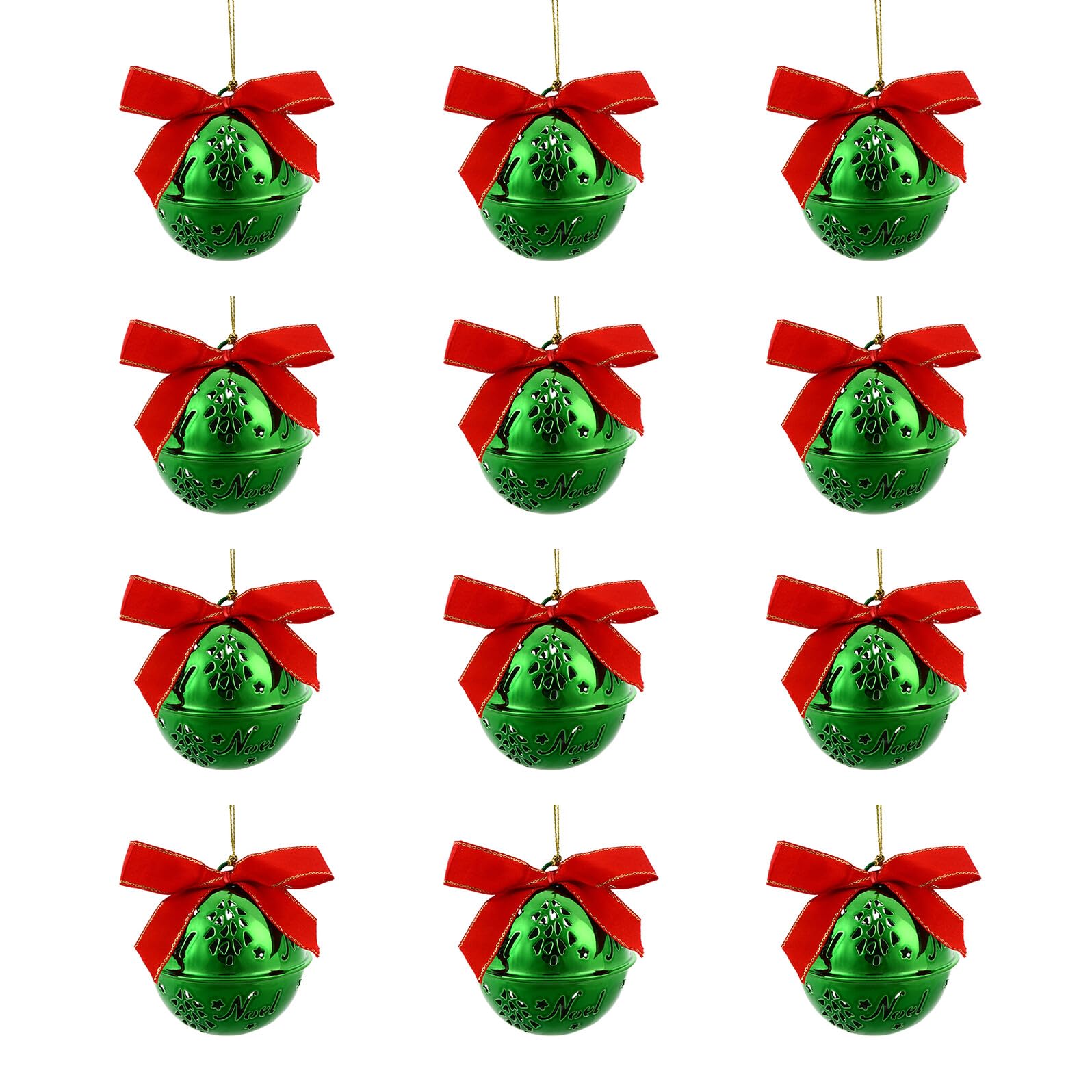 12 Pezzi Campanelle di Natale Pendenti Verdi Decorazioni Natalizie da Appendere per Albero Soffitto e Casa Ornamenti Creativi in Ferro per Vetrine e Ambienti Festivi