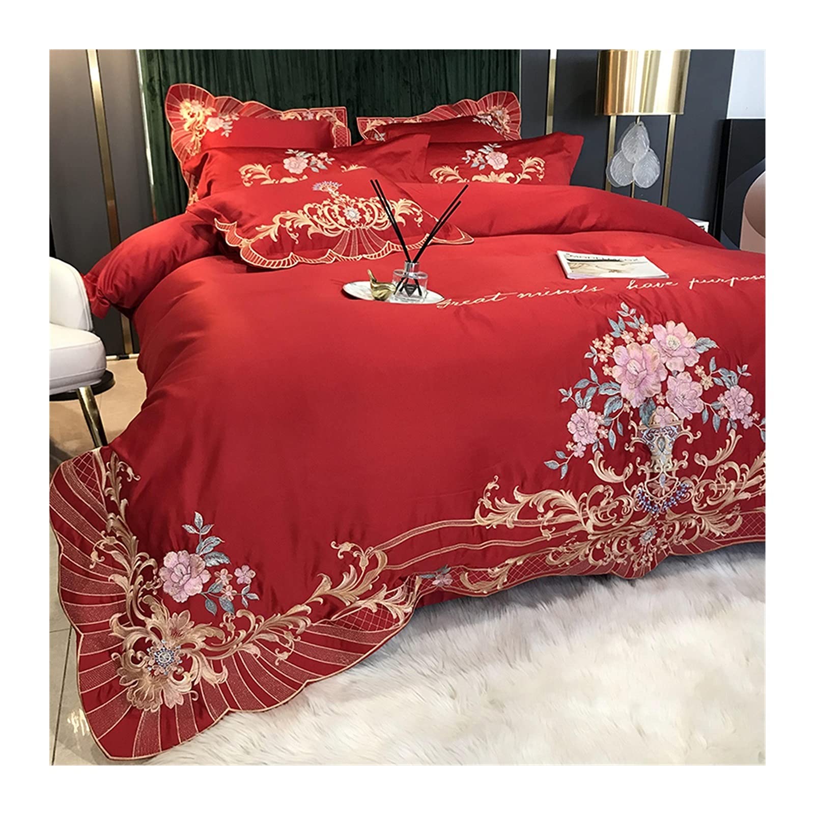 Housse de couette 200x230cm drap housse 180x200cm parure de lit coton rouge 2 personnes