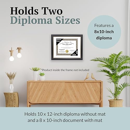 Vista 147 de Creative Picture Frames Marco para diploma Rockefeller de 9 x 12 pulgadas, color negro con borde dorado, muestra un certificado de 9 x 12 pulgadas