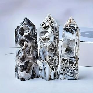 Natural Sphalerite Druzy Chalcedony Crystal Tower Wand Obelisk