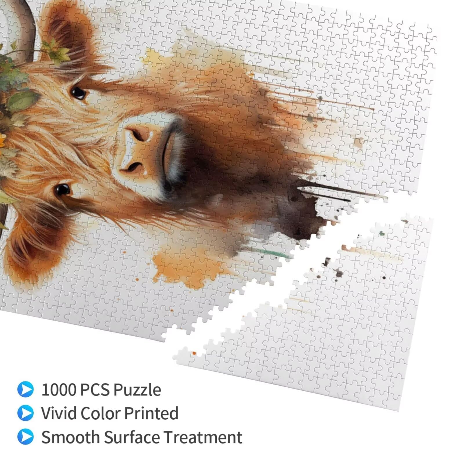 Animal Puzzle Bovins des Highlands 3000 Pièces Adultes,DIY Puzzles Art avec Boîte d'emballage et Photos de Référence,Relaxation/Soulagement du Stress/Jeux Amusants,Creatif Cadeau pour Femme M-1468