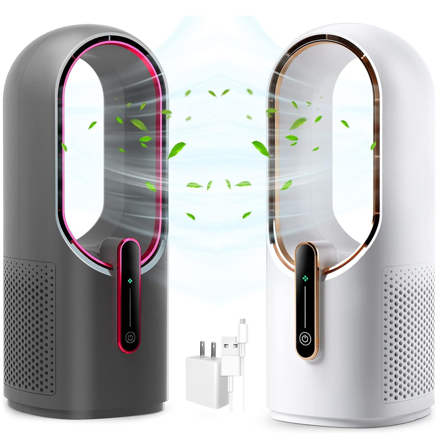 Desk Fan Bladeless 11 8 Inch Office Fan Small Quiet 3 Speed Adjustment Touch Control Easy to Clean