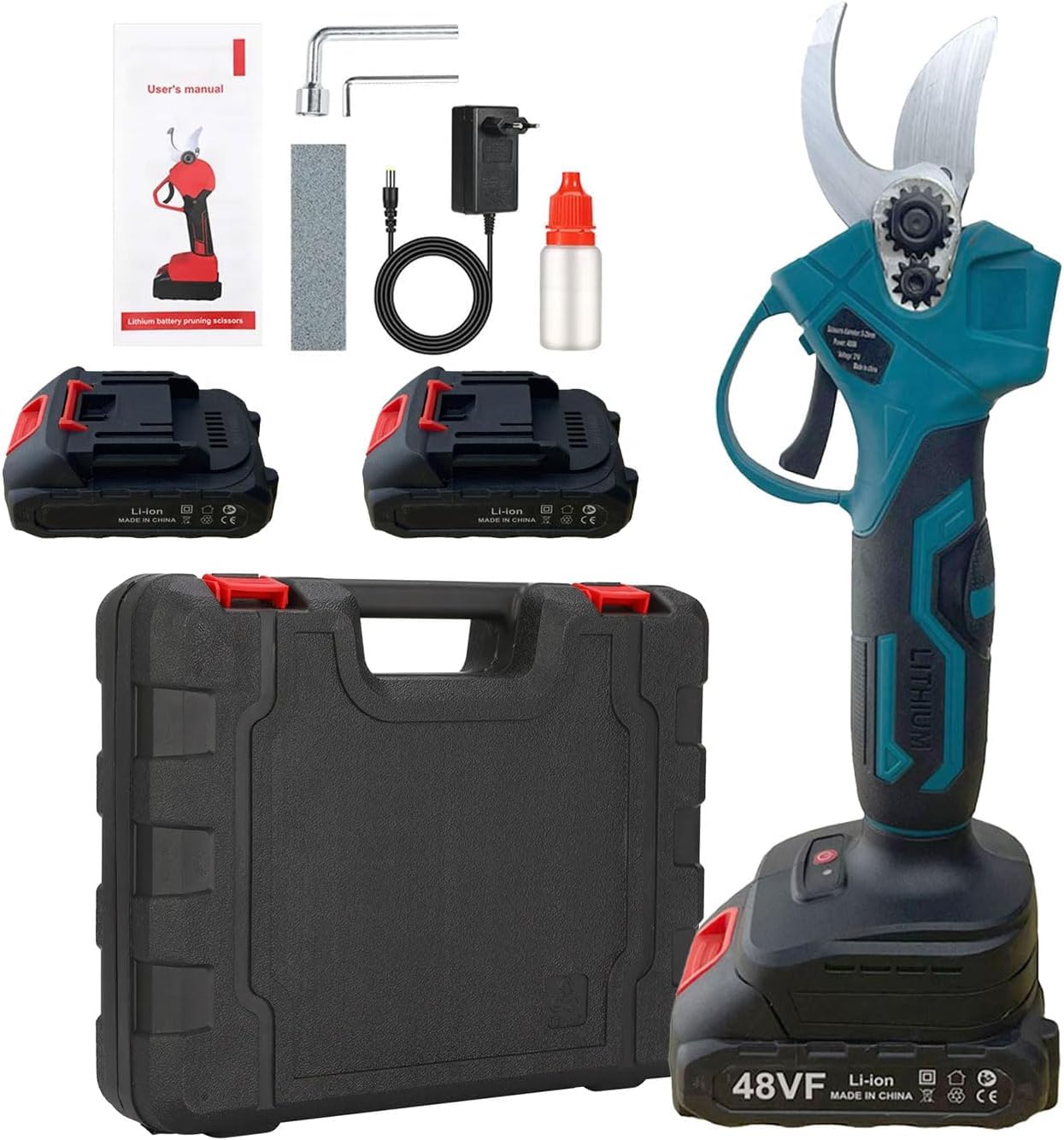 SQUADO - Forbice da Potatura, Doppia Batteria 48V Cesoia da potatura Elettrica, Cesoie per Giardinaggio