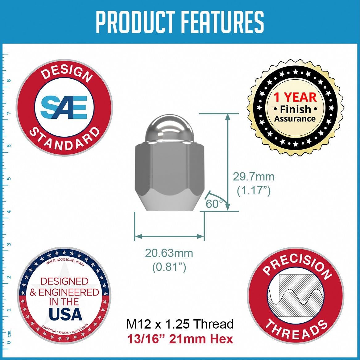 Amazon.com: Wheel Accessories Parts 10 pcs M12x1.25 12x1.25 Thread
