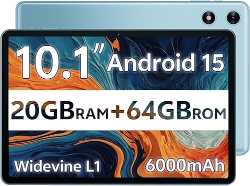 Tablet Android de 10 pulgadas, tableta Android 15 para niños y adultos, 20 GB de RAM, 64 GB de almacenamiento, 1 TB expandible, cámaras duales de 8