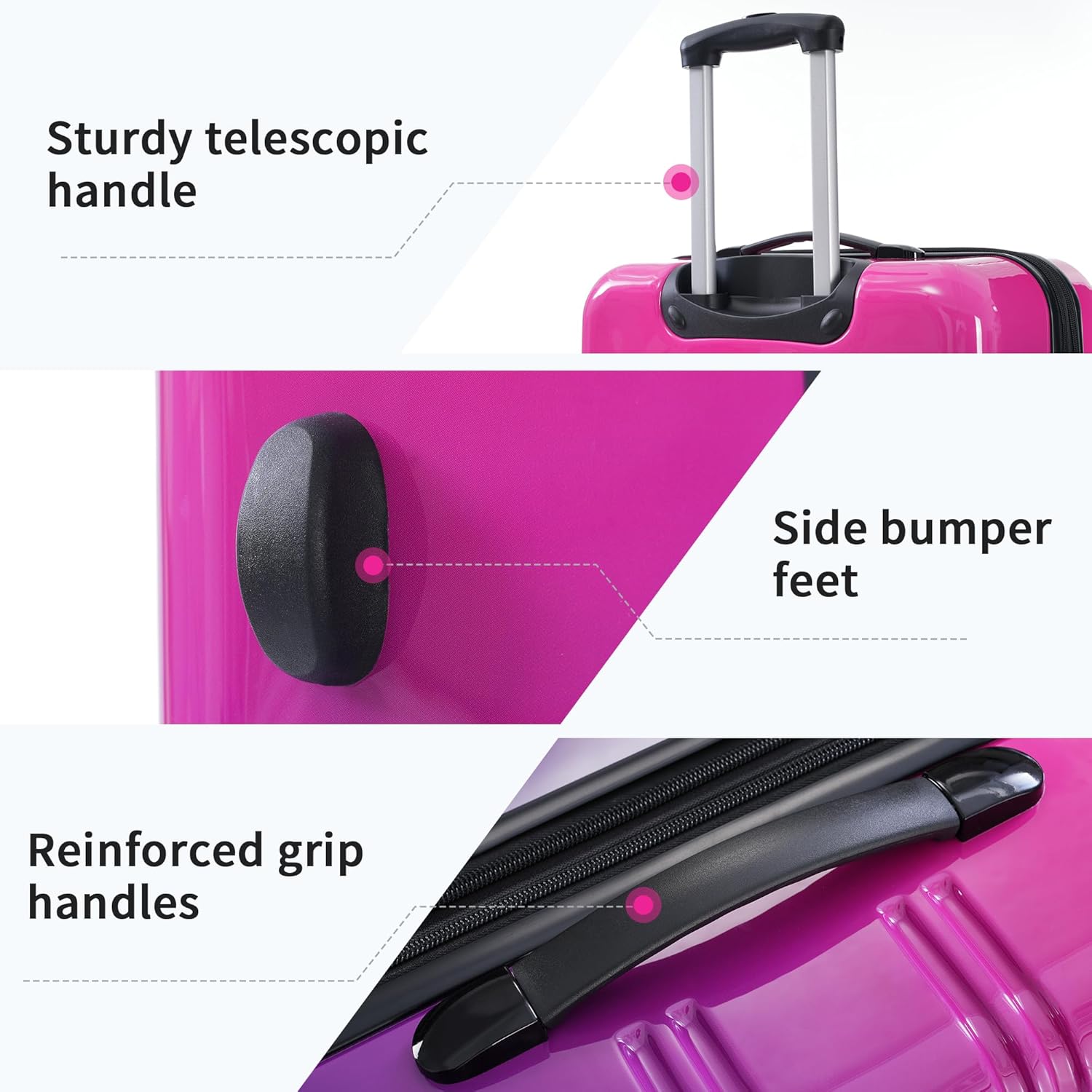 Merax Luggage Sets 3 Piece, Hardside Expandable Suitcase Set with Spinner Wheels, Lightweight Gradient 20+24+28 IN Suitcase with Carry on Luggage, Purple and Pink