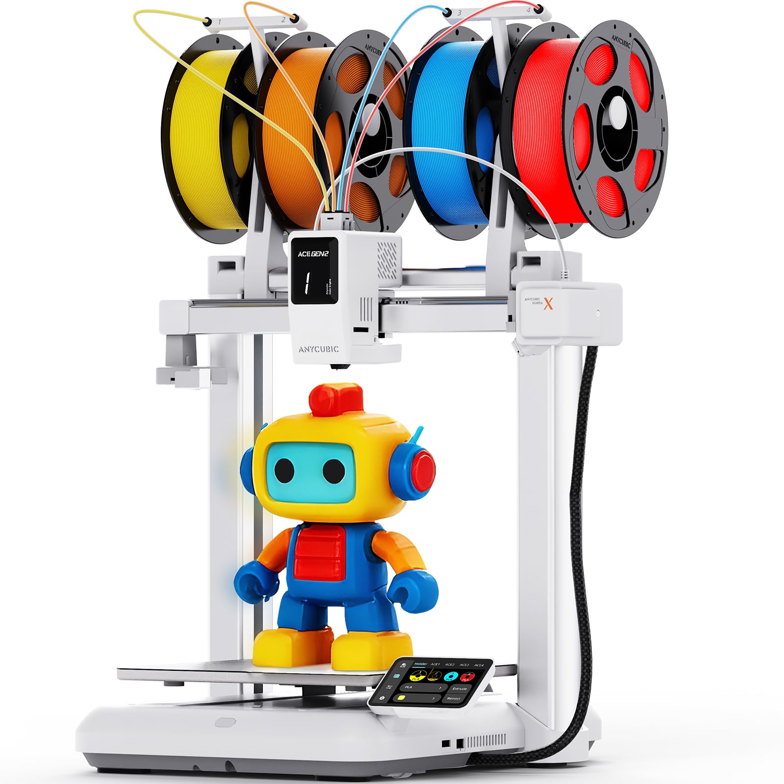 Anycubic Kobra X Impresora 3D Multicolor, Impresión con Multifilamentos Blandos y Duros, Autonivelación Mejorada, Impresión en 4 Colores (hasta 19 Colores), Tamaño de Impresión: 260 x 260 x 260 mm