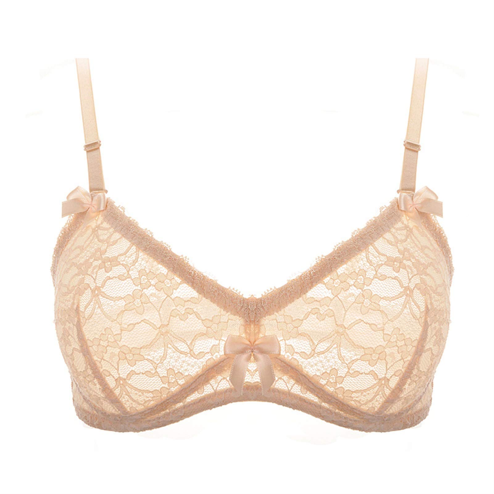 WENJUN Sujetador push up para mujer de talla grande, sujetador de lencería sin alambre, sin costuras, de encaje ultrafino, estilo Bralette de cobertura completa para todos los días (color: tono de