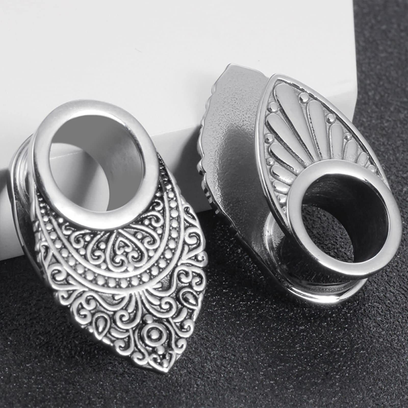 Daesar Ohr Tunnel 6-16MM Edelstahl, Ohr Plug Piercing Rund mit Vintage Filigran Motiv Ohrringe Tunnel Expander Set