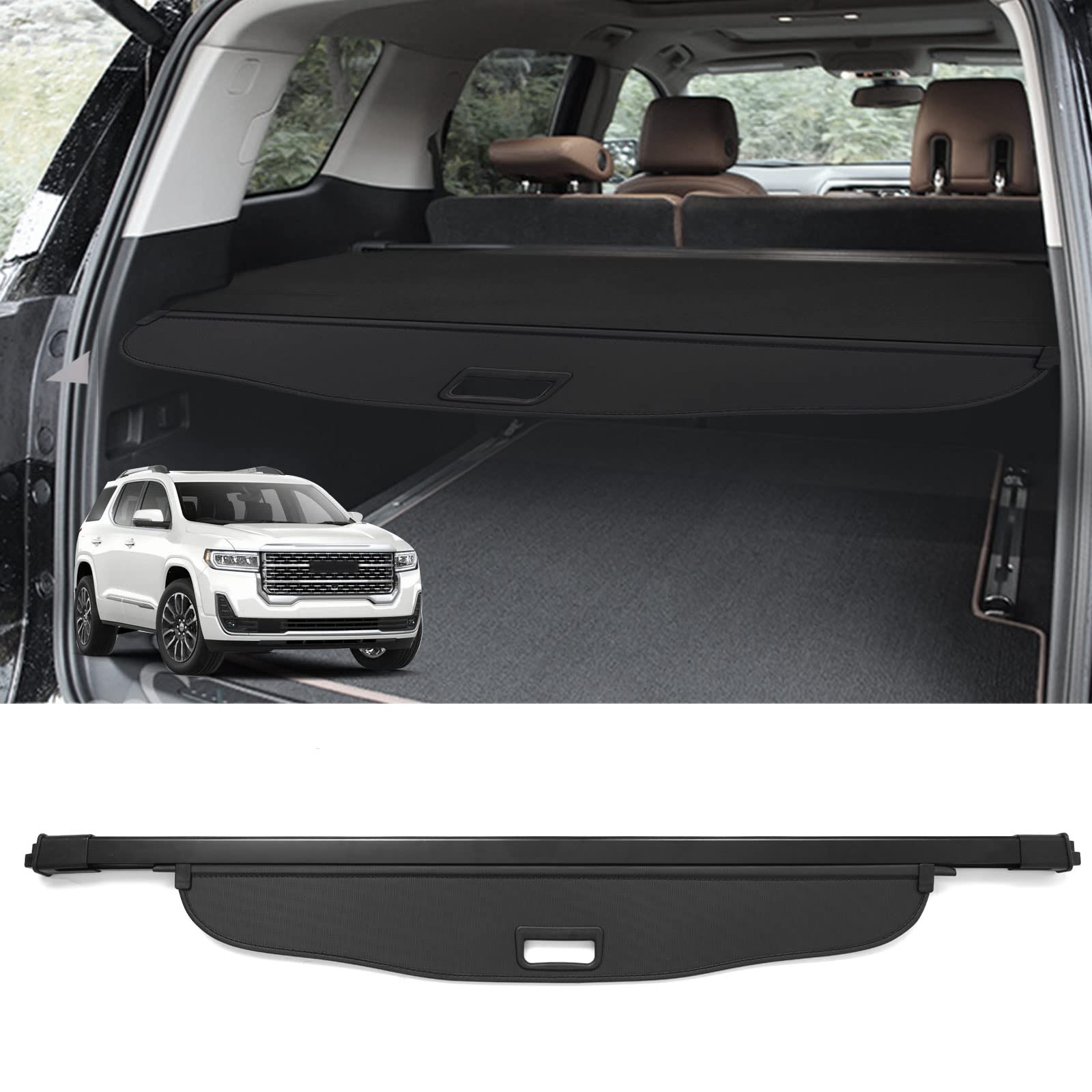 Powerty Compatible with Cargo Cover GMC Acadia 2017-2023 Trunk Security Cover Retractable Shielding Shade Black No Gap