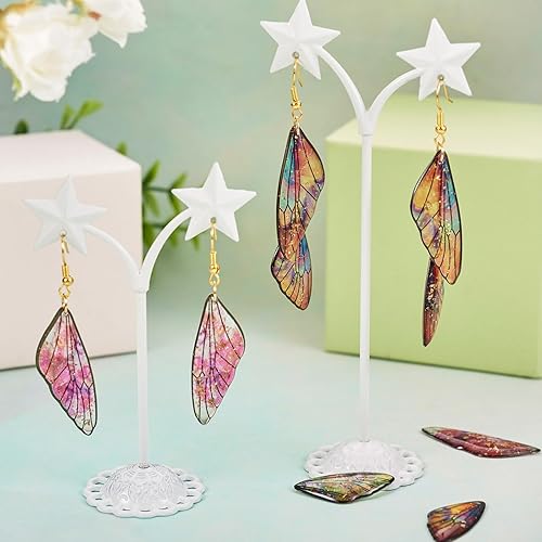 Miniatura 2 de FASHEWELRY Dijes de ala de mariposa coloridos dijes de resina transparente de libélula con lámina dorada para hacer aretes, joyería, manualidades,