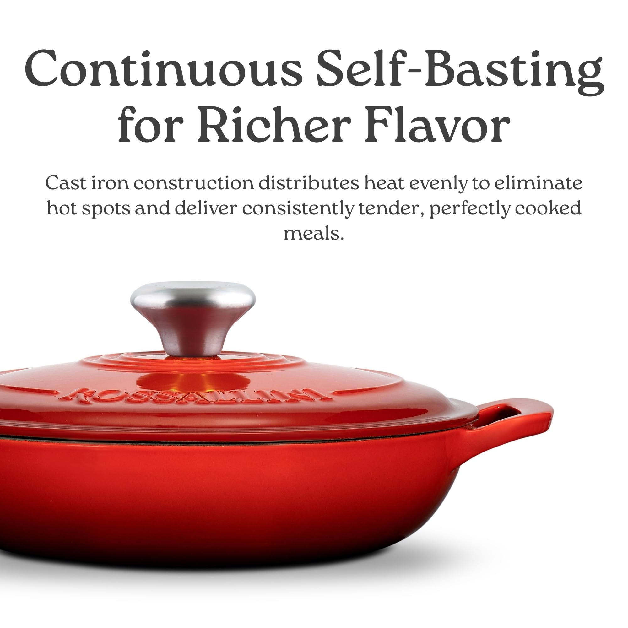 Rossallini Enameled Cast Iron Braiser Pan - 1.5 Qt -6 Rossallini Enameled Cast Iron Braiser Pan - 1.5 Qt -6