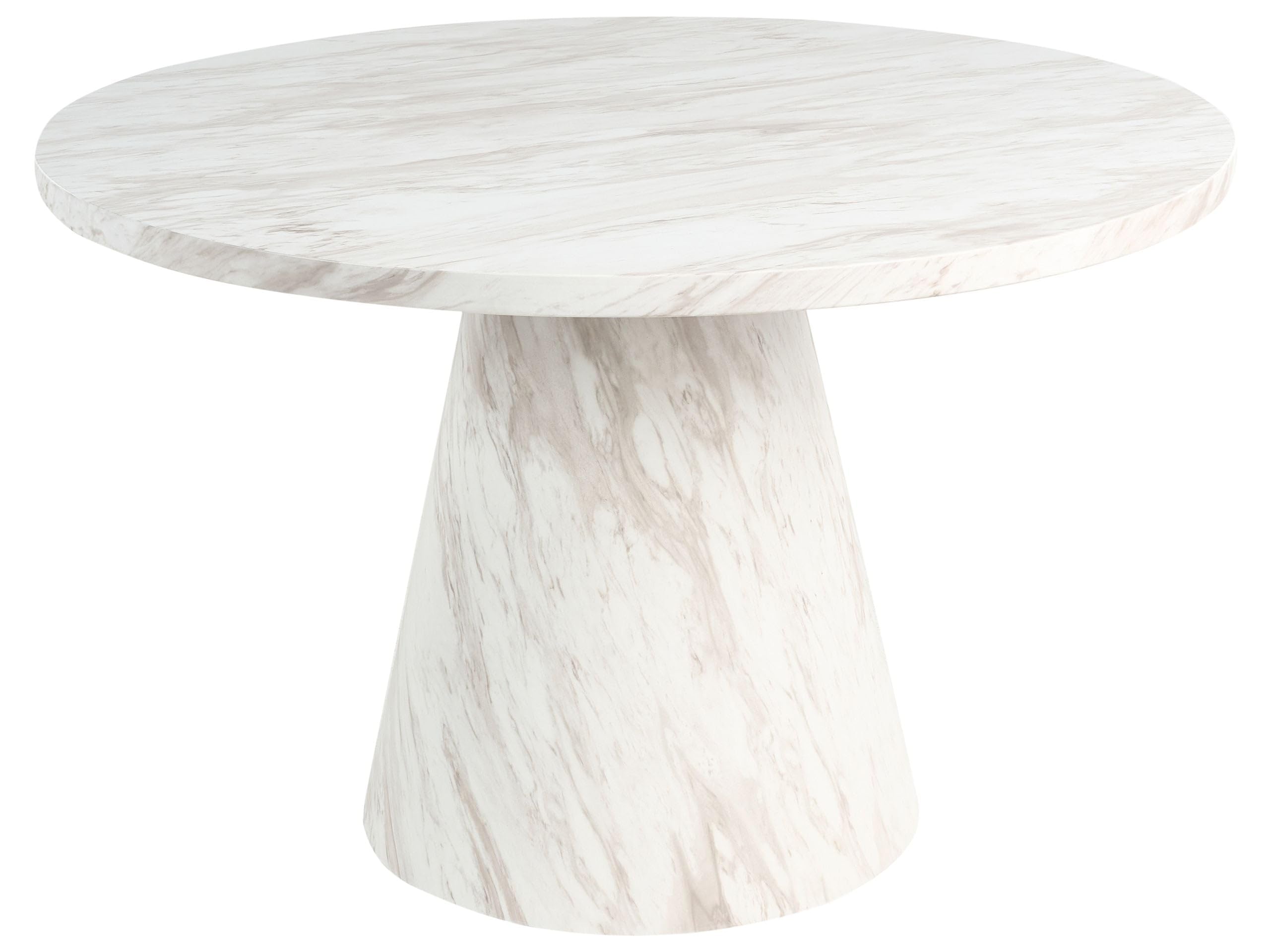 Beliani Table de Salle à Manger Ronde de Style Moderne Base sur Piedestal ⌀ 120 cm Effet Marbre Blanc Mere
