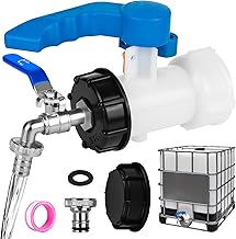 IBC Adapter Kugelhahn, IBC Container Klappenhahn DN40 62mm, IBC Tank Zubehör Tank Ablasshahn, mit 3/4 Zoll Wasserhahn,Absperrhahn Auslaufhahn Klappenhahn für IBC Container, Wassertank, Regentonne