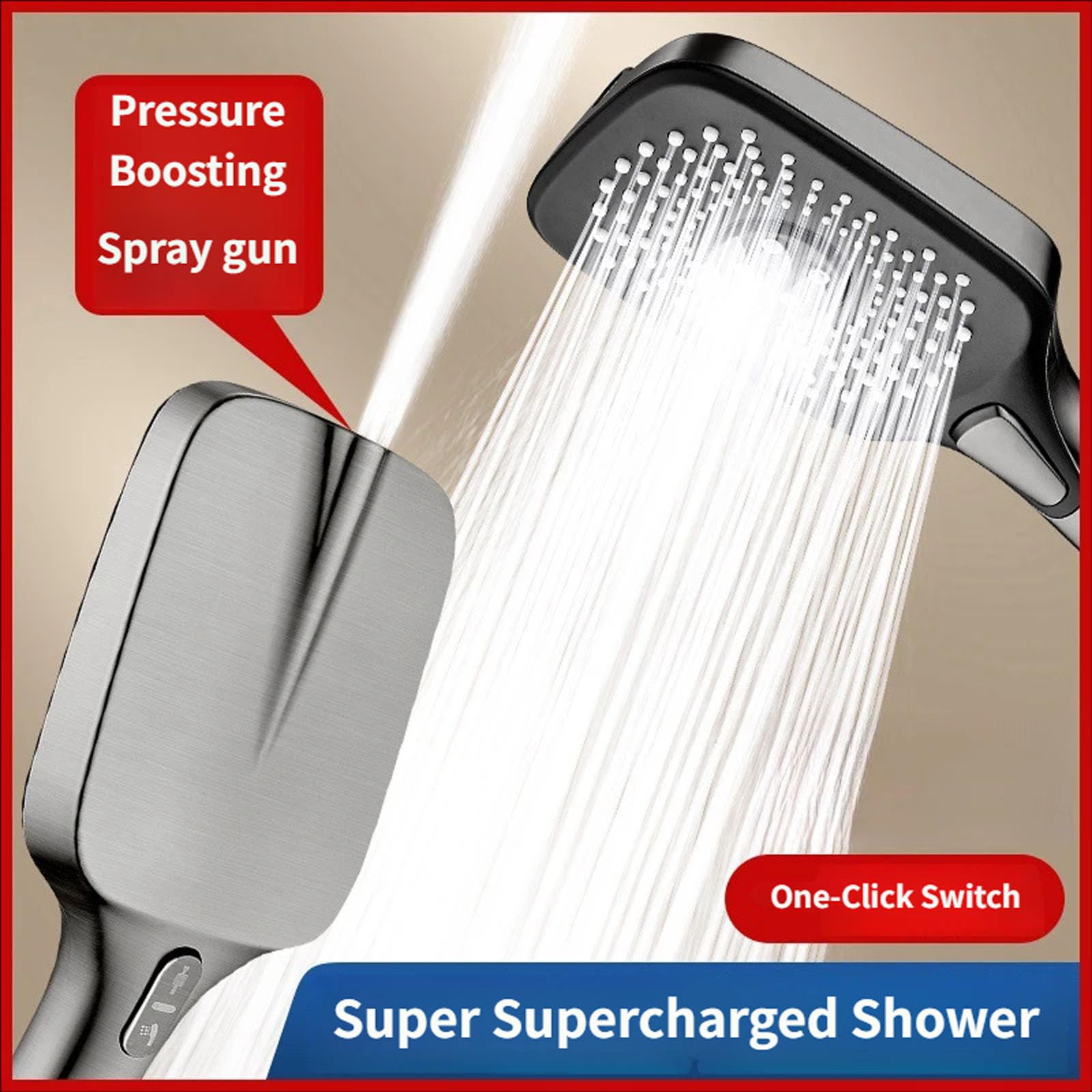 Großer Regenduschkopf mit 6 Strahlarten, Silver C