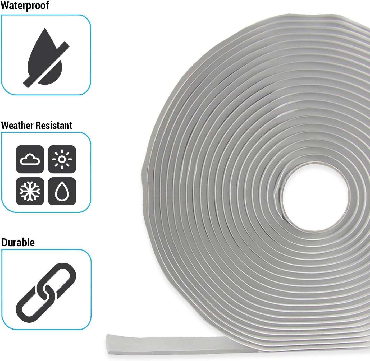 CANOPUS Heavy Duty White Butyl Tape Waterproof 3mm x 19mm x 9.1m, Butyl Sealant Tape for RV Windows, Glass, Motorhome, Seal Tape - Image 4