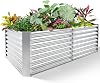 Land Guard 6x3x2ft Galvanized Raised Garden Bed, Planter Boxes Outdoor, Raised Garden Beds Outdoor for Vegetables, Flowers, Herbs, 269 Gallons, Cream Yellow...