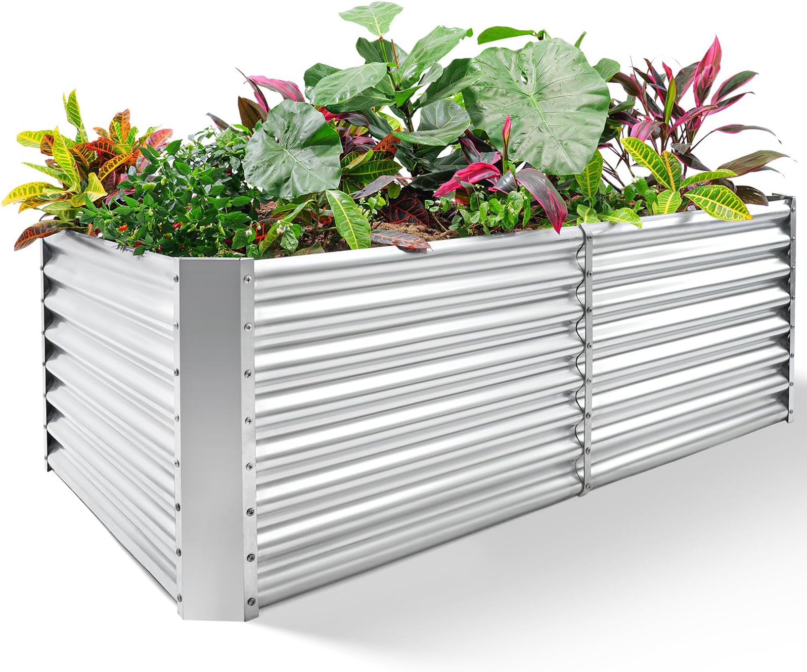 Land Guard 8×4×2 ft Galvanized Raised Garden Bed Kit, Galvanized Planter Raised Garden Boxes Outdoor, Large Metal Raised Garden Beds for Vegetables……