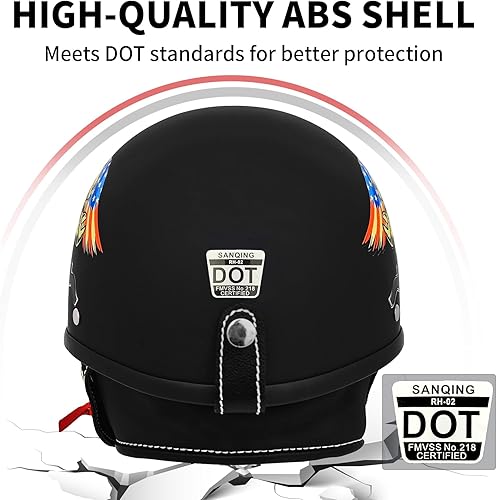Vista 4 de Cascos de motocicleta de media cara retro de cara abierta de media carcasa, casco de motocross para ciclismo, motocross, crucero, bicicleta