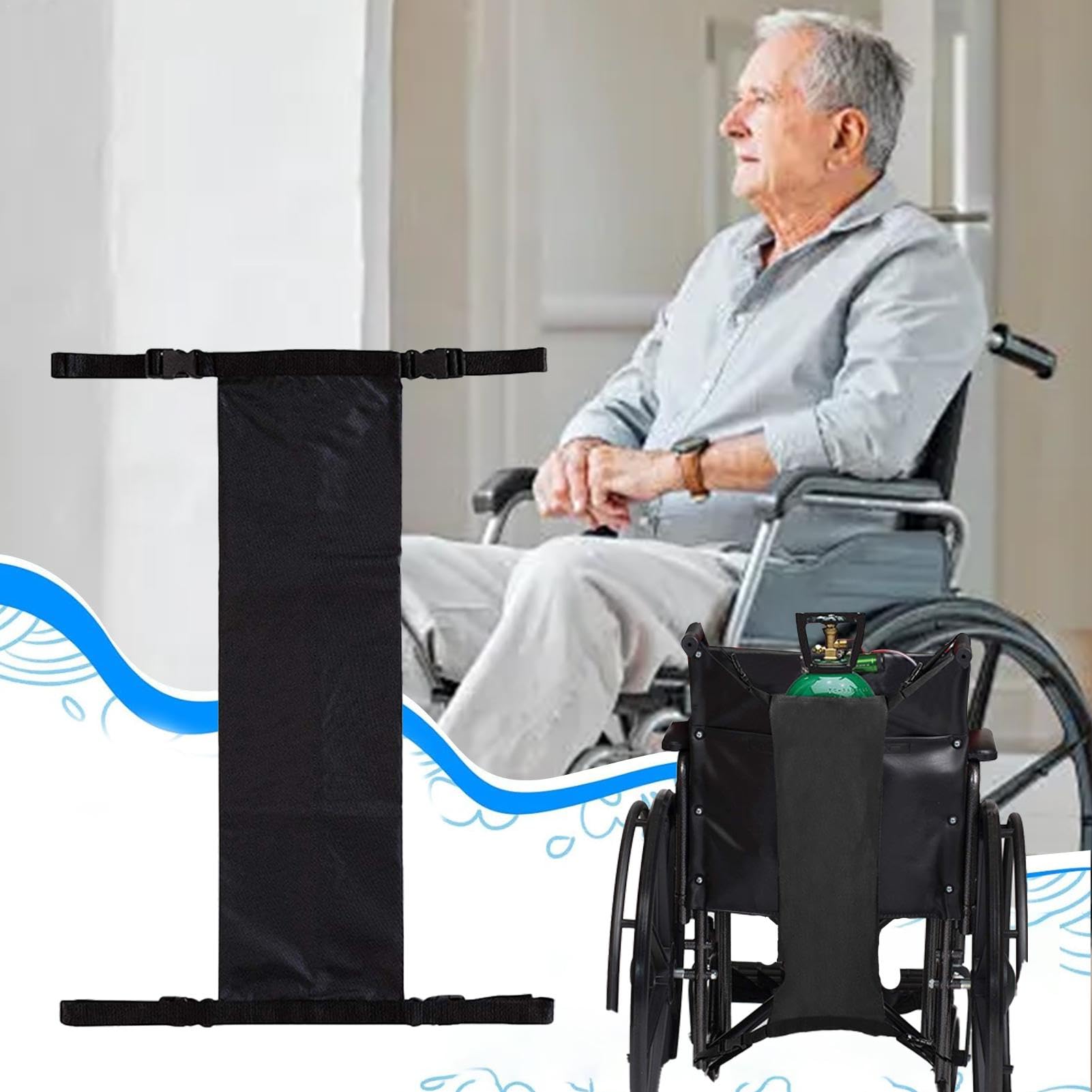 Soporte para tanque de oxígeno para silla de ruedas, soporte de cilindro de oxígeno portátil, paquete de transporte de tubo de oxígeno, bolsa de transporte versátil para tanque de oxígeno, soporte de