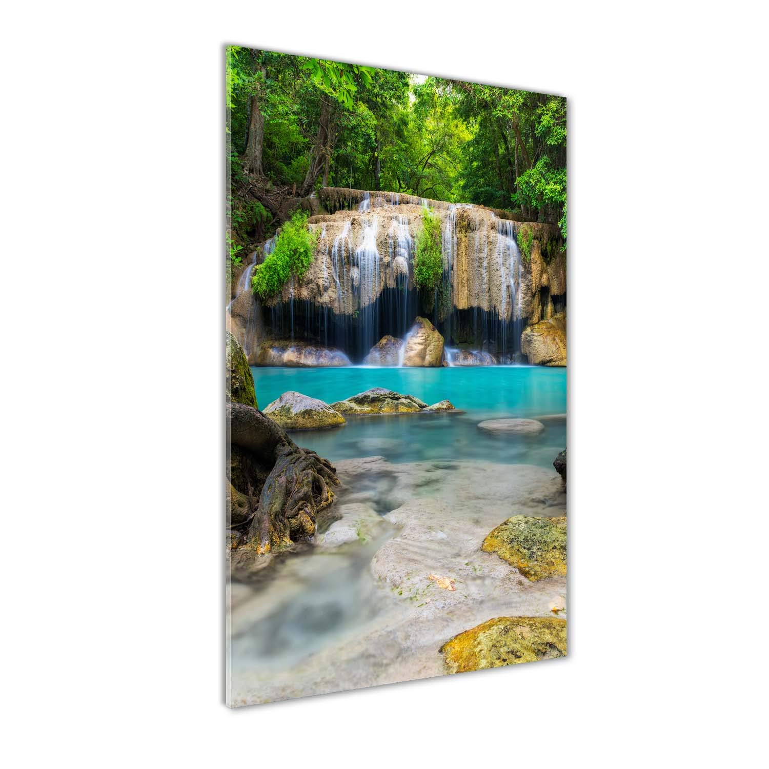Image sur verre acrylique Tulup pour illuminer un mur sombre avec un paysage de jungle