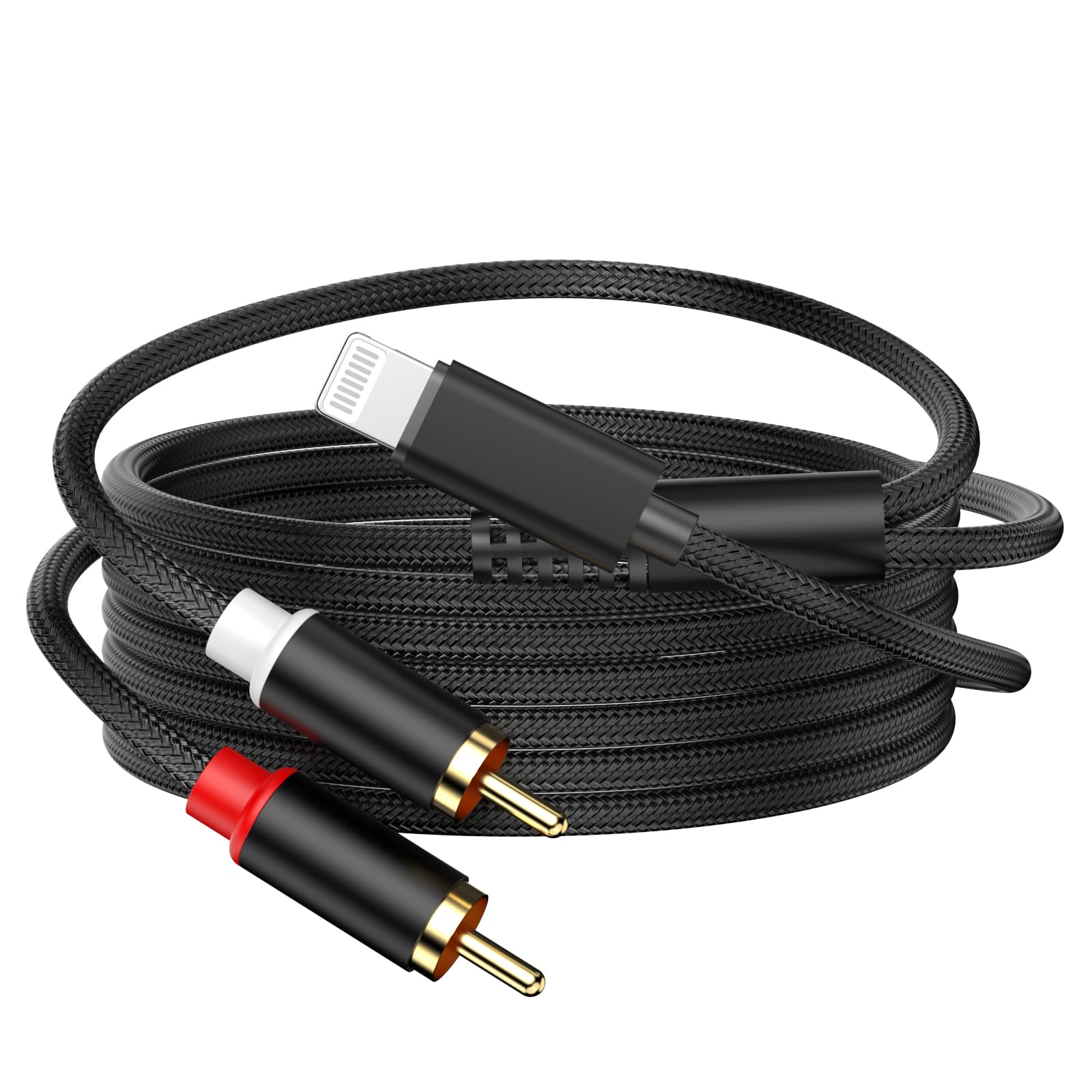 Lightning to RCA Cable Audio Aux Adapter,[Apple MFi Certified] 2 Male RCA Stereo Y Splitter Cord Adapter Compatible for iPhone 14 13 12 11 XS XR X 8 7 6 to Power Amplifier Car Home Theater Speaker