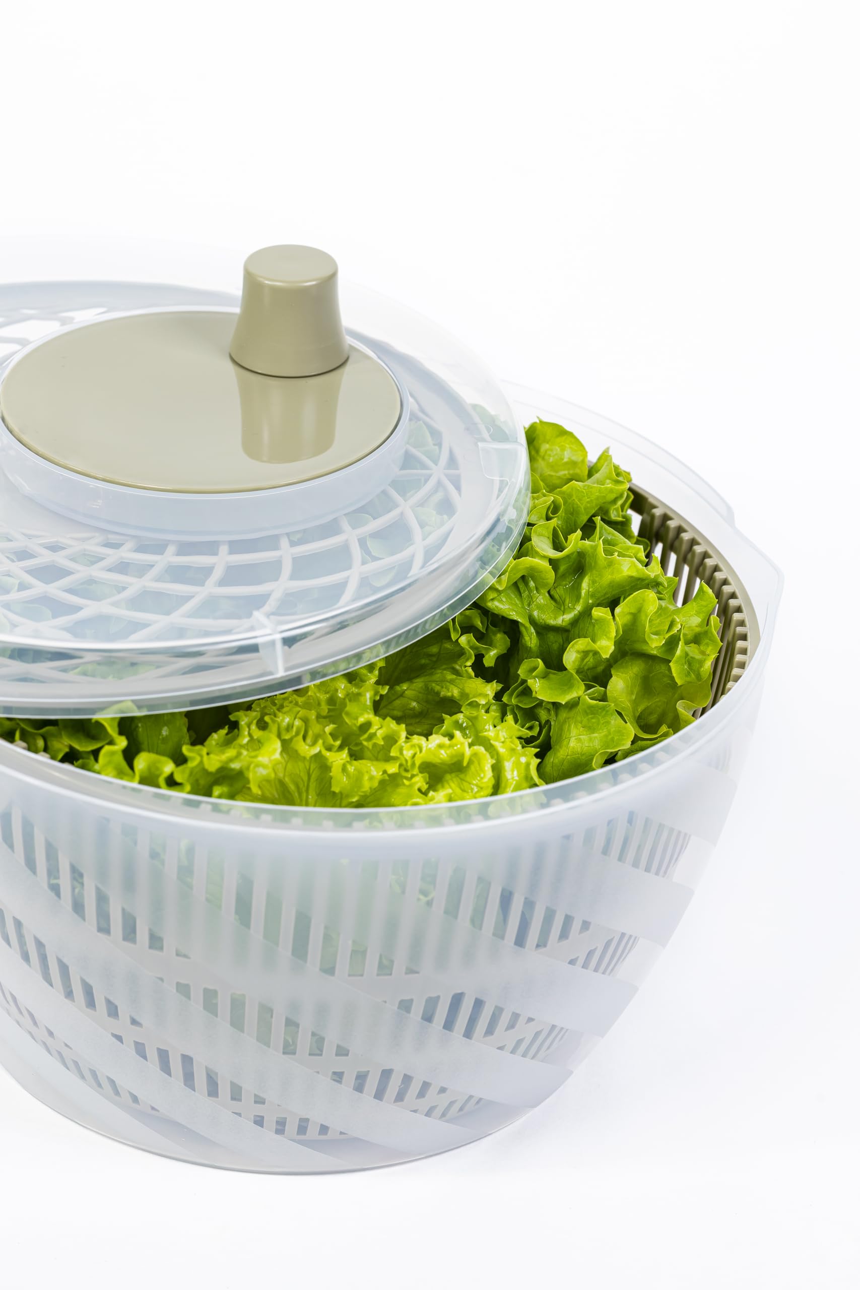 BranQ Home essential GreenSpin, ręczna wirówka do sałaty, warzyw, owoców lub ziół, pojemność kosza 6 l, wykonana z tworzywa sztucznego wolnego od BPA, wymiary: 26 x 26,5 x 17,5 cm