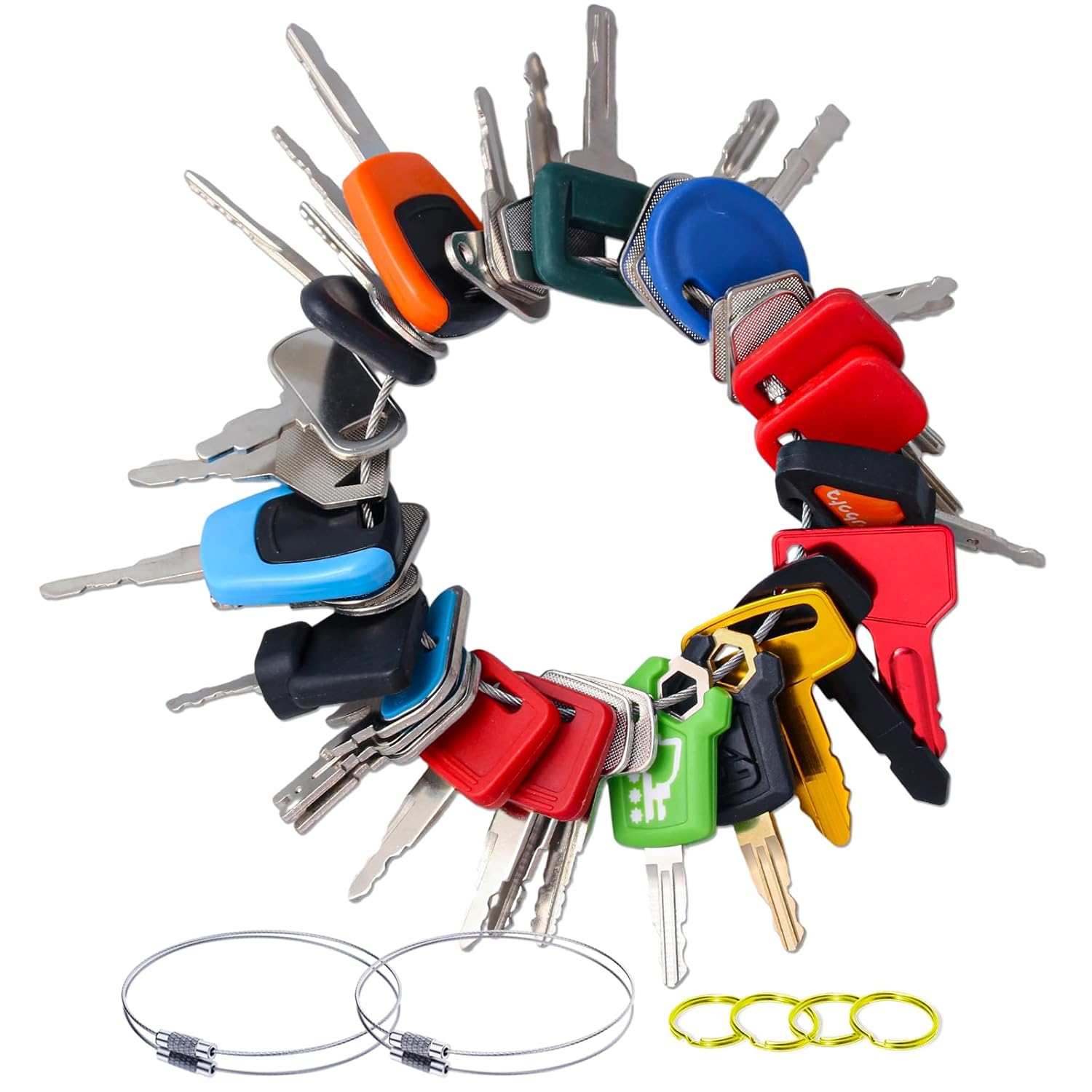 35 Heavy Equipment Key Master Set Full Coverage Keys for CAT JCB Bobcat JLG Terex Komatsu John Deere Yammar Takeuchi Ford New Holland Case Daewoo Kubota Hyster Ferguson Hyundai Construction Machine