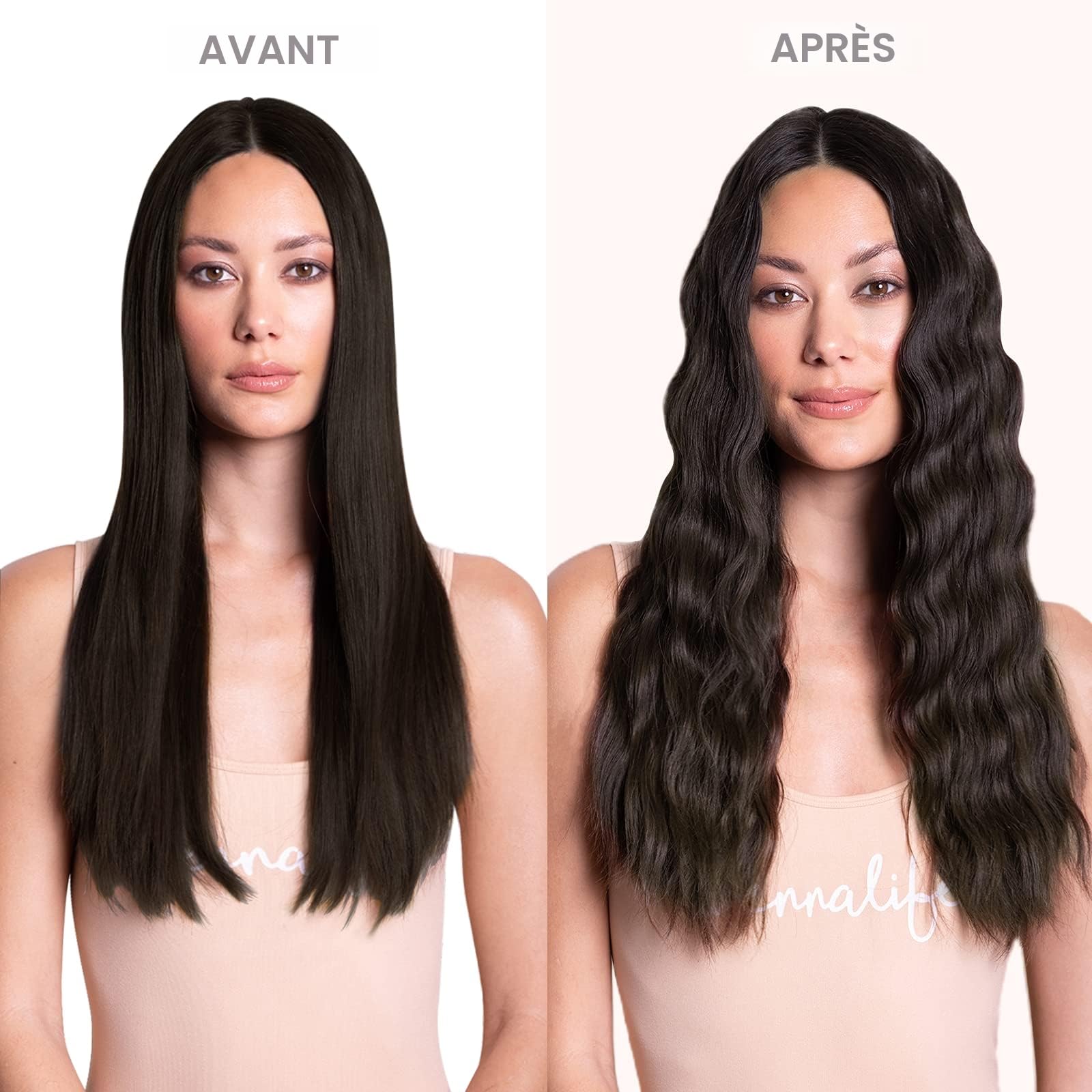 WENNALIFE 55cm 120g 7pcs Extension Cheveux Naturel Clip Cheveux Humains Brun Foncé Vrai Cheveux