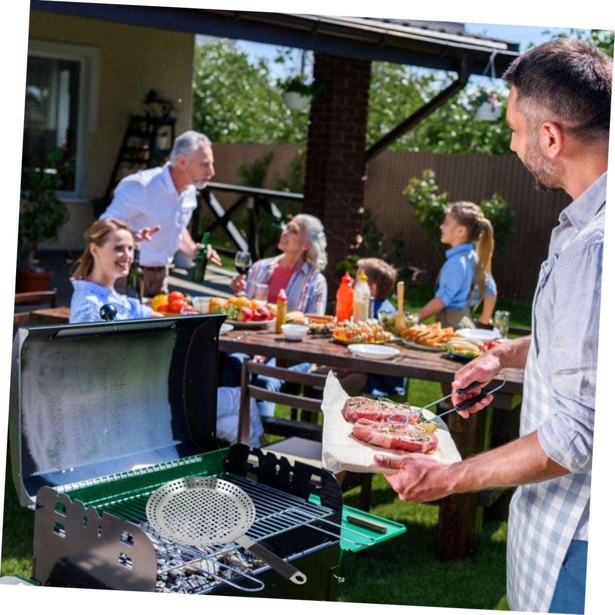 Stainless Steel Barbecue Plate Non Stick Outdoor Grill Pan with Even Heat Distribution for Portable Burners and Practical Meat Grilling